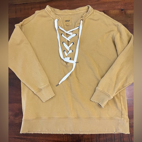 Aerie Lace-Up Oversized Crew Sweatshirt - Picture 2 of 2